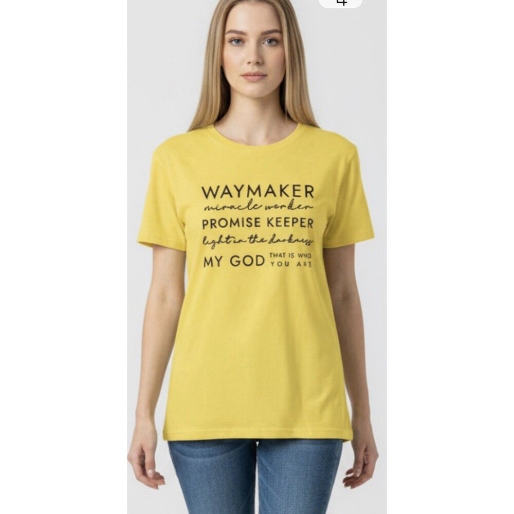 Women’s XL Yellow Christian Faith Waymaker Graphic T-Shirt Short Sleeve